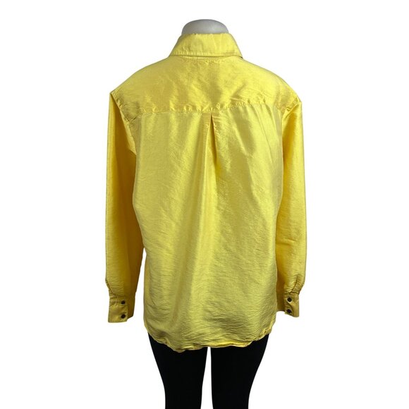Neiman Marcus Exclusive Yellow Blouse Long Sleeve Button-Up Style - Picture 3 of 7